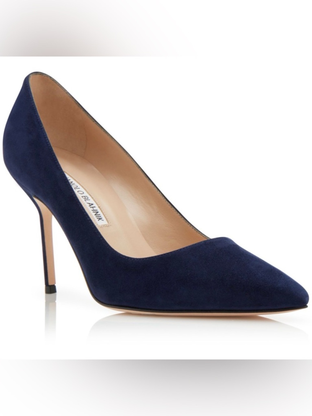 Manolo Blahnik BB 90 Navy Suede Heels